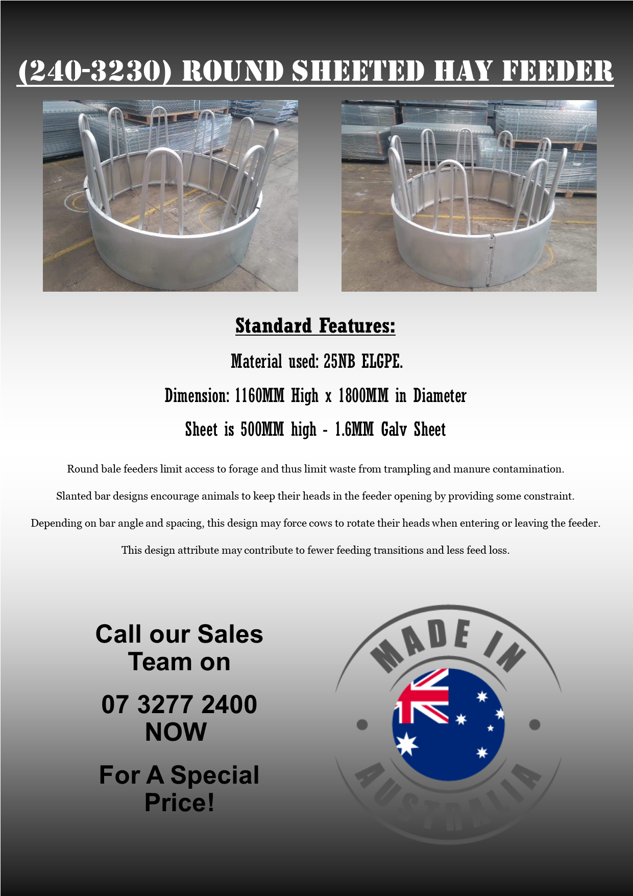 sheeted round hay feeder